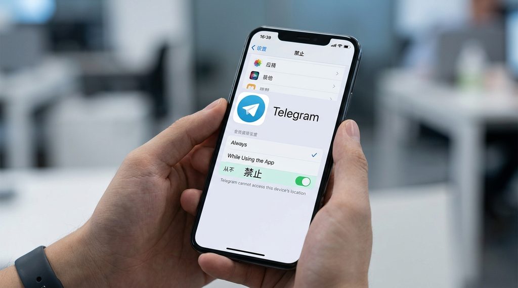 手机系统隐私设置界面，展示纸飞机应用的位置权限被调整为‘禁止’的状态，图标清晰可见