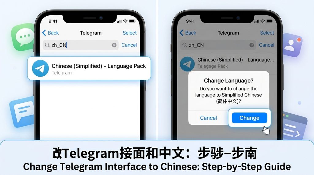 用户在纸飞机搜索框输入zh_CN并点击语言包设置页面的截图，界面简洁清晰