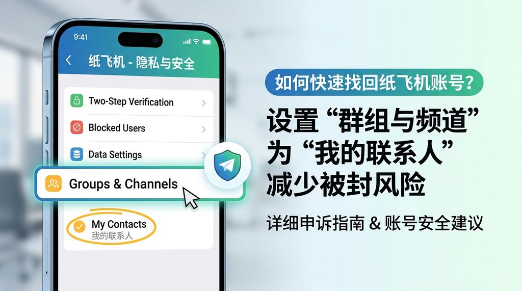 手机设置界面中纸飞机隐私设置选项的截图,突出群组权限控制菜单