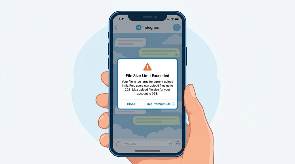 展示纸飞机发送大文件时弹出的容量警告提示框，界面简洁明了