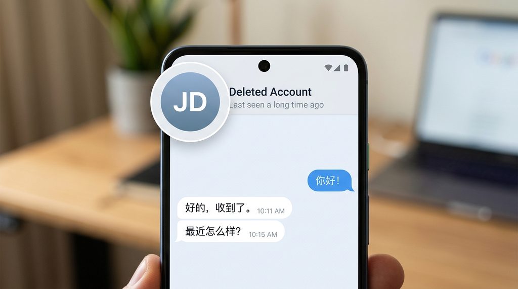 纸飞机聊天界面中用户头像区域显示为默认字母背景的截图，简洁清晰风格