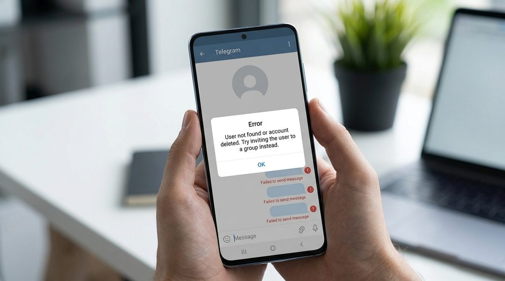 手机屏幕上显示纸飞机聊天发送失败的报错弹窗，写实风格
