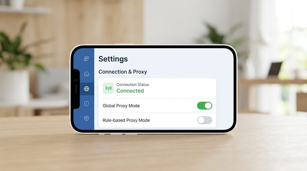 一张简洁的手机界面截图，展示纸飞机软件连接状态的设置页面，背景为现代简约风格