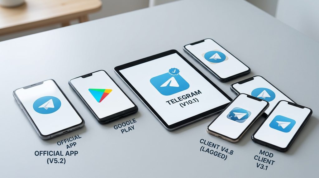 多台智能手机和平板电脑排列，屏幕上显示不同版本的纸飞机应用程序图标，背景简洁