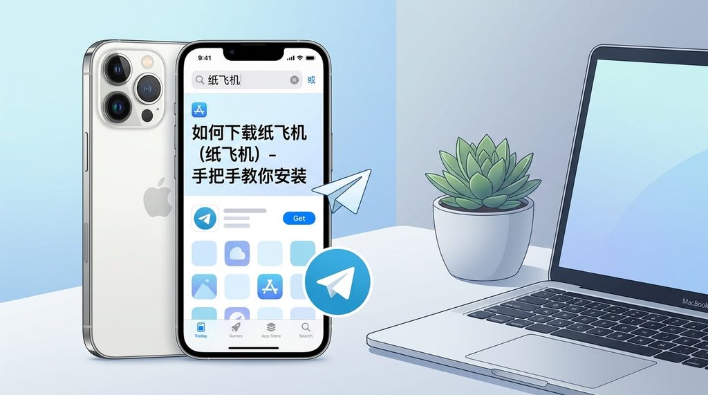 苹果手机屏幕显示App Store界面,搜索关键词的模拟图,风格简洁清晰