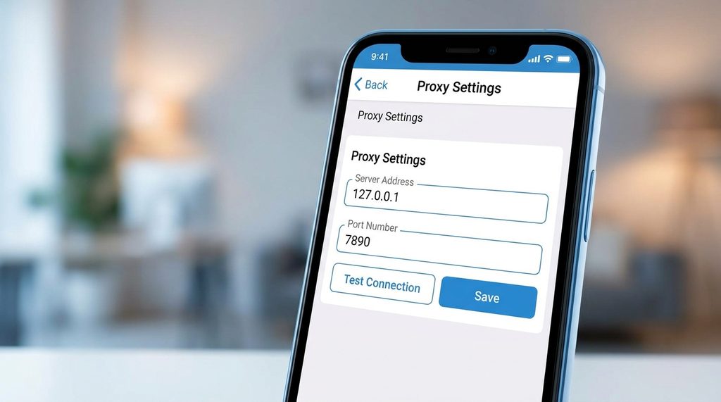 手机设置界面中纸飞机代理配置选项，展示端口号输入框的特写，简洁明了