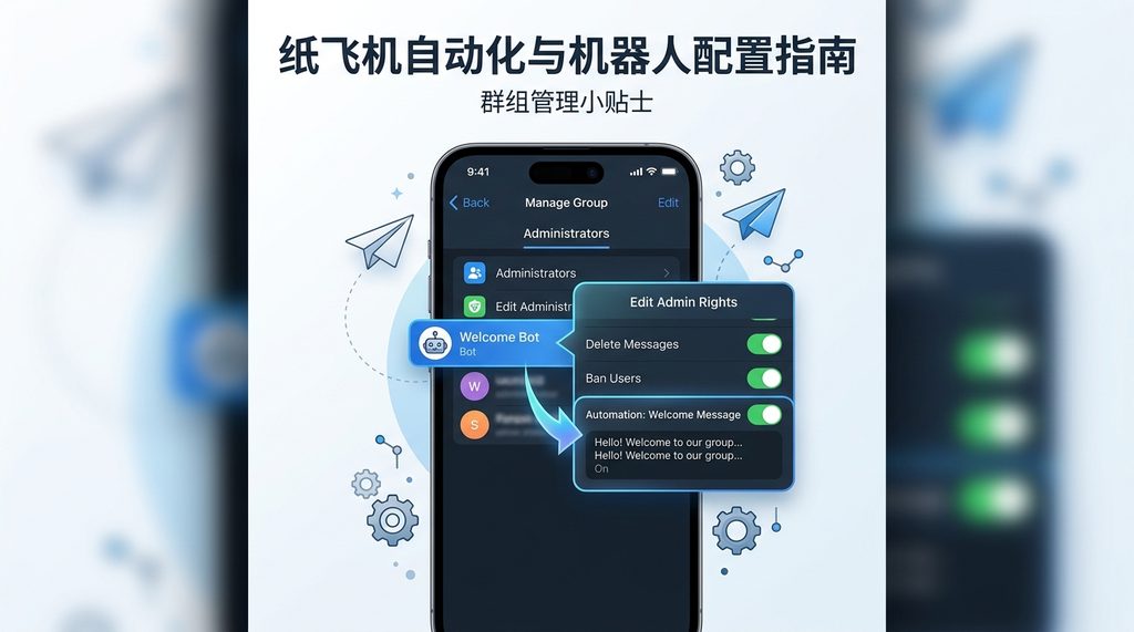 纸飞机群组管理界面,正在配置自动化机器人的操作步骤截图